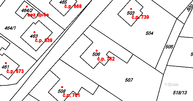 Jablunkov 762 na parcele st. 506 v KÚ Jablunkov, Katastrální mapa