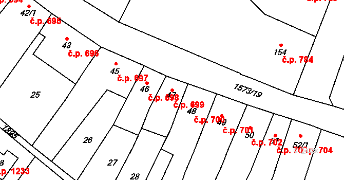 Litovel 699 na parcele st. 47 v KÚ Litovel, Katastrální mapa