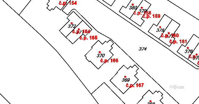 Svatava 166 na parcele st. 370 v KÚ Svatava, Katastrální mapa