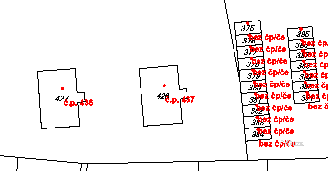 Jablůnka 437 na parcele st. 426 v KÚ Jablůnka, Katastrální mapa