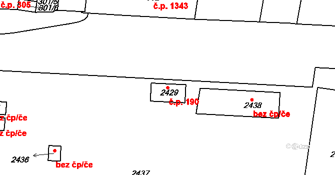 Holešovice 190, Praha na parcele st. 2429 v KÚ Holešovice, Katastrální mapa