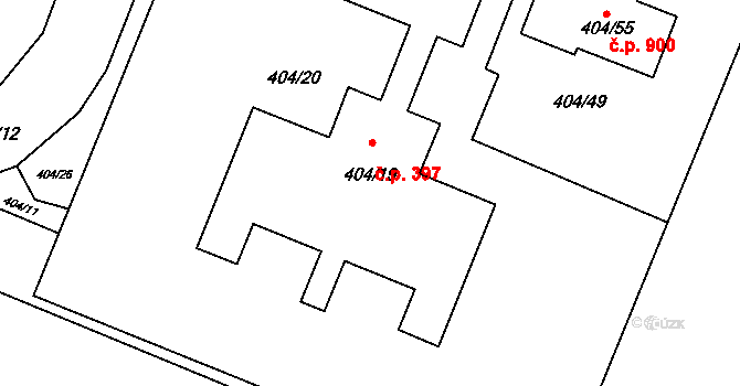 Čimice 397, Praha na parcele st. 404/19 v KÚ Čimice, Katastrální mapa
