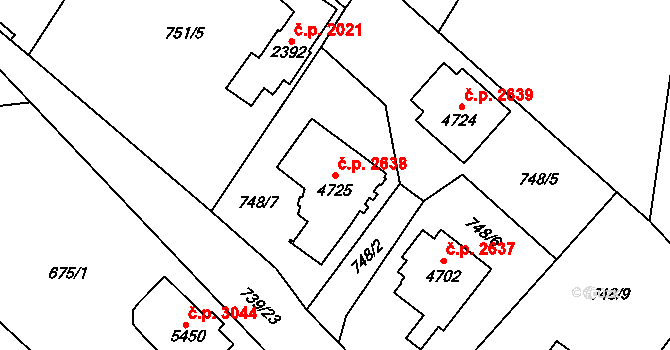 Dvůr Králové nad Labem 2638 na parcele st. 4725 v KÚ Dvůr Králové nad Labem, Katastrální mapa