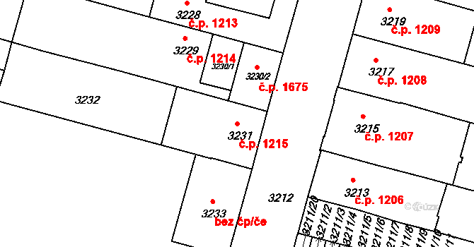 České Budějovice 3 1215, České Budějovice na parcele st. 3231 v KÚ České Budějovice 3, Katastrální mapa
