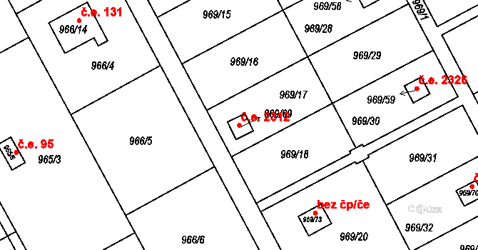 Velká Chuchle 2312, Praha na parcele st. 969/69 v KÚ Velká Chuchle, Katastrální mapa
