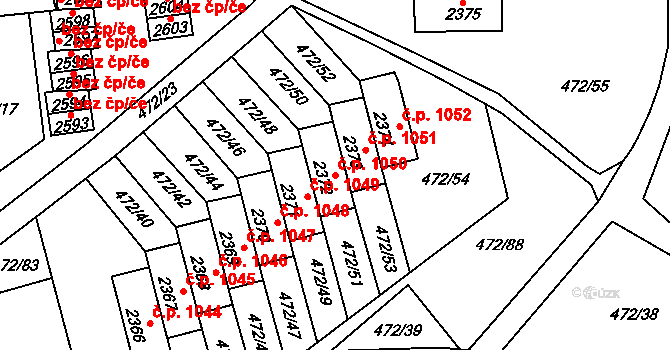 Vrchlabí 1050 na parcele st. 2372 v KÚ Vrchlabí, Katastrální mapa