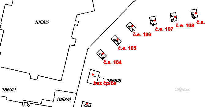 Žamberk 104 na parcele st. 4098 v KÚ Žamberk, Katastrální mapa