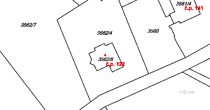 Heřmanice 122, Nová Paka na parcele st. 3562/8 v KÚ Heřmanice u Nové Paky, Katastrální mapa