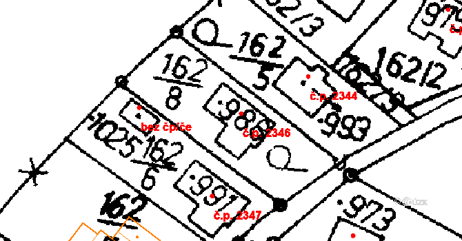 Podlusky 2346, Roudnice nad Labem na parcele st. 988 v KÚ Podlusky, Katastrální mapa