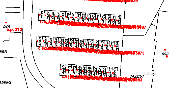 Příluky 849,861, Zlín na parcele st. 484/10 v KÚ Příluky u Zlína, Katastrální mapa