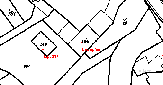 Račice-Pístovice 39726487 na parcele st. 48/8 v KÚ Račice, Katastrální mapa