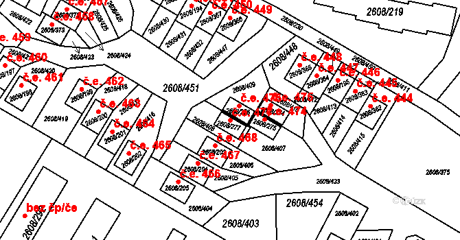 Staré Splavy 477, Doksy na parcele st. 2608/277 v KÚ Doksy u Máchova jezera, Katastrální mapa