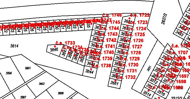 Město 1741, Havířov na parcele st. 3641 v KÚ Havířov-město, Katastrální mapa