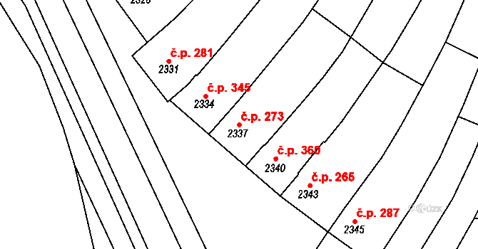 Vlčnov 273 na parcele st. 2337 v KÚ Vlčnov, Katastrální mapa