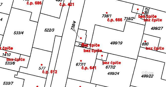 Libochovice 47745487 na parcele st. 738/5 v KÚ Libochovice, Katastrální mapa