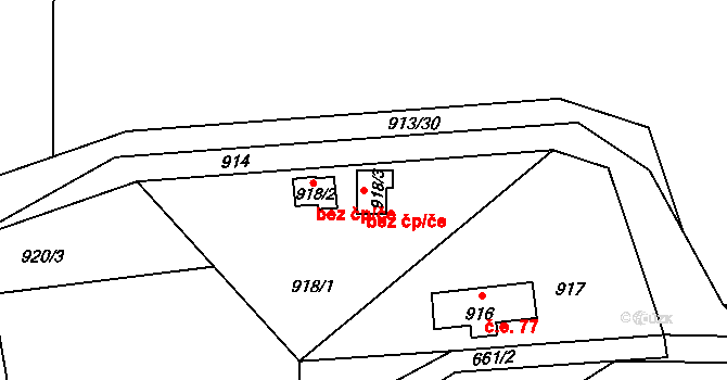 Baška 47942487 na parcele st. 918/3 v KÚ Hodoňovice, Katastrální mapa