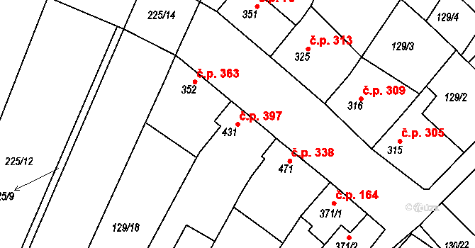 Zlechov 397 na parcele st. 431 v KÚ Zlechov, Katastrální mapa