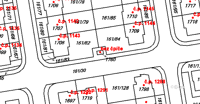 Pardubice 49481487 na parcele st. 1760 v KÚ Svítkov, Katastrální mapa