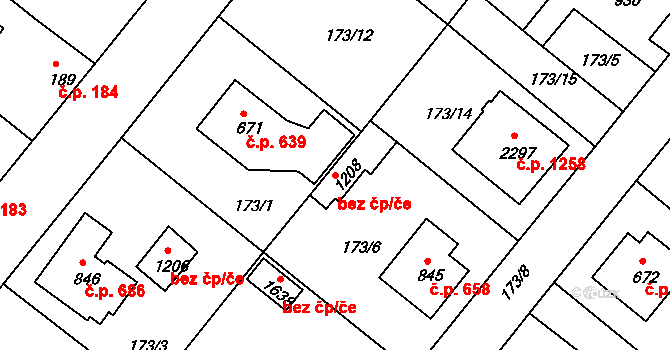 Neratovice 49527487 na parcele st. 1208 v KÚ Neratovice, Katastrální mapa