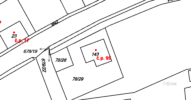 Lubno 95, Nechanice na parcele st. 143 v KÚ Lubno u Nechanic, Katastrální mapa