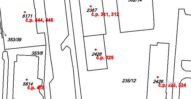 Pražské Předměstí 325, Písek na parcele st. 2428 v KÚ Písek, Katastrální mapa