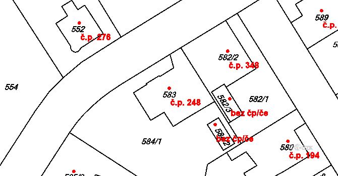 Josefov 248, Jaroměř na parcele st. 583 v KÚ Josefov u Jaroměře, Katastrální mapa