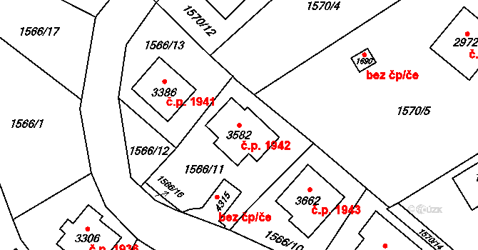 Náchod 1942 na parcele st. 3582 v KÚ Náchod, Katastrální mapa