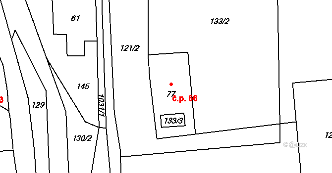 Čermná 66, Libouchec na parcele st. 77 v KÚ Čermná u Libouchce, Katastrální mapa