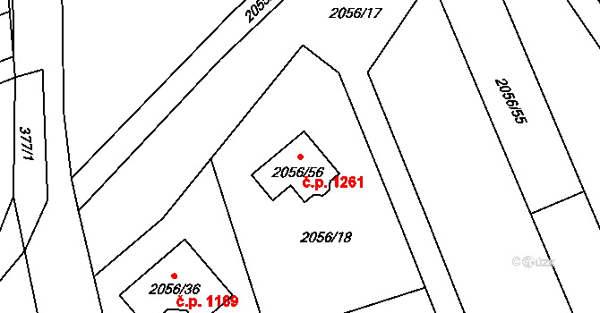 Třemošná 1261 na parcele st. 2056/56 v KÚ Třemošná, Katastrální mapa