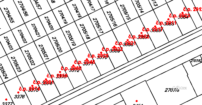 Kroměříž 2922 na parcele st. 3370 v KÚ Kroměříž, Katastrální mapa