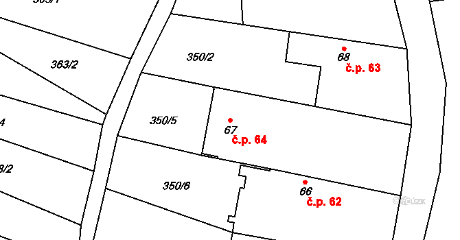 Velké Výkleky 64, Běrunice na parcele st. 67 v KÚ Velké Výkleky, Katastrální mapa