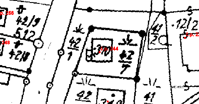 Střítež nad Ludinou 244 na parcele st. 370 v KÚ Střítež nad Ludinou, Katastrální mapa