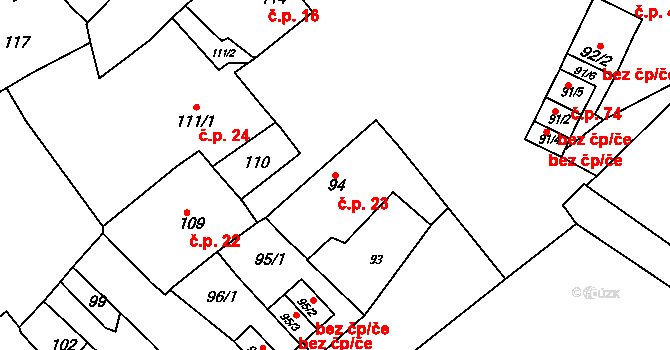 Přerov IX-Lýsky 23, Přerov na parcele st. 94 v KÚ Lýsky, Katastrální mapa