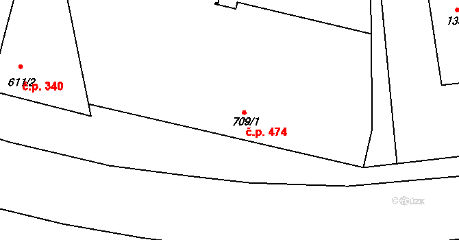 Lipník nad Bečvou I-Město 474, Lipník nad Bečvou na parcele st. 709/1 v KÚ Lipník nad Bečvou, Katastrální mapa