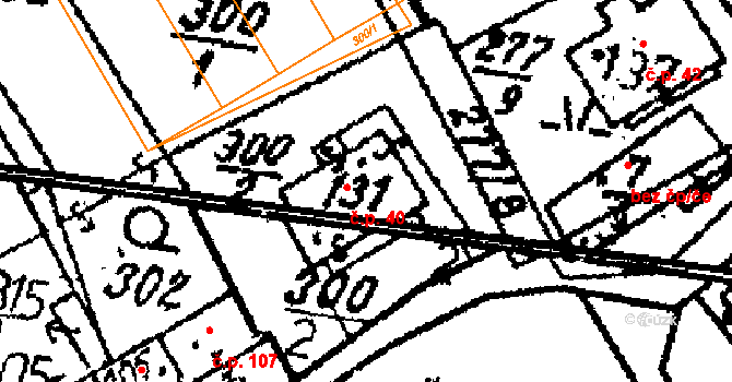 Chlístovice 40 na parcele st. 131 v KÚ Chlístovice, Katastrální mapa