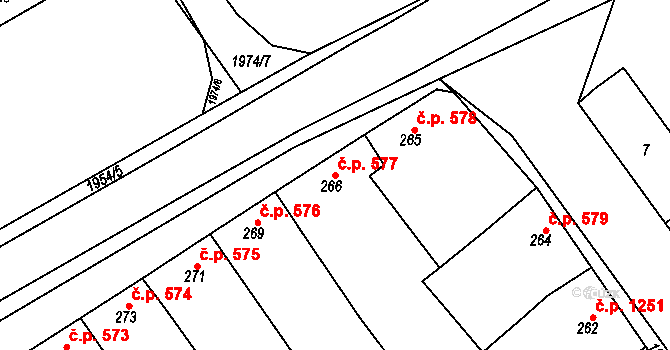 Mistřín 577, Svatobořice-Mistřín na parcele st. 266 v KÚ Mistřín, Katastrální mapa