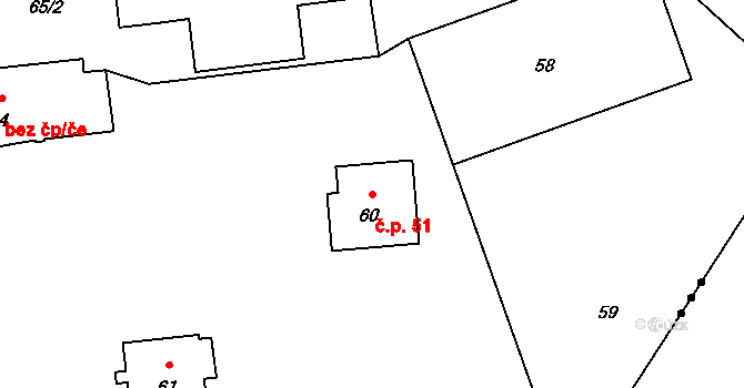 Karlova Studánka 51 na parcele st. 60 v KÚ Karlova Studánka, Katastrální mapa