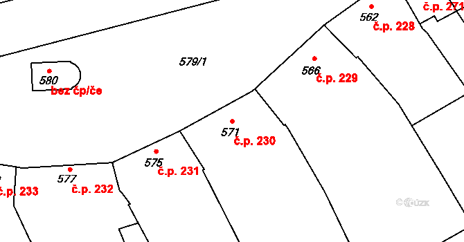Čertoryje 230, Charváty na parcele st. 571 v KÚ Charváty, Katastrální mapa