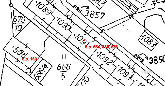 Cvikov II 554,555,556, Cvikov na parcele st. 1091 v KÚ Cvikov, Katastrální mapa