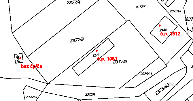 Rožnov pod Radhoštěm 1081 na parcele st. 1273 v KÚ Rožnov pod Radhoštěm, Katastrální mapa