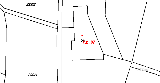 Rýdrovice 37, Horní Heřmanice na parcele st. 30 v KÚ Rýdrovice, Katastrální mapa