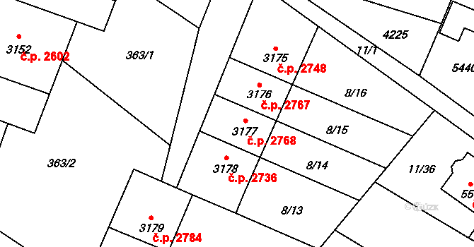 Břeclav 2768 na parcele st. 3177 v KÚ Břeclav, Katastrální mapa