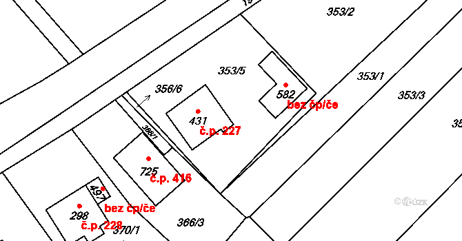 Milíkov 227 na parcele st. 431 v KÚ Milíkov u Jablunkova, Katastrální mapa