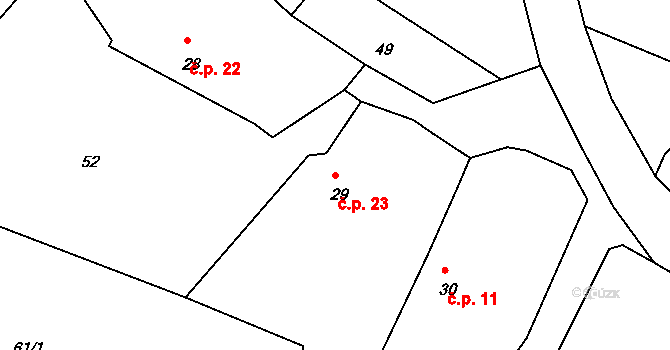 Habartice 23, Klatovy na parcele st. 29 v KÚ Habartice u Obytců, Katastrální mapa