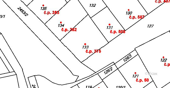 Vršovice 375, Praha na parcele st. 133 v KÚ Vršovice, Katastrální mapa