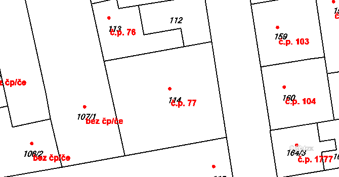 České Budějovice 6 77, České Budějovice na parcele st. 114 v KÚ České Budějovice 6, Katastrální mapa