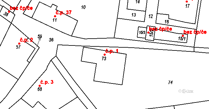 Jílové 1, Hodkovice nad Mohelkou na parcele st. 73 v KÚ Jílové u Hodkovic nad Mohelkou, Katastrální mapa