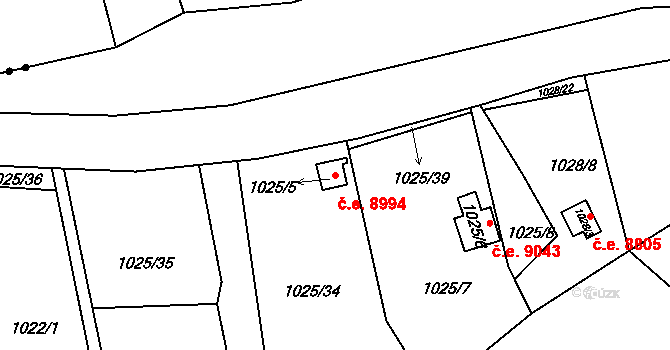 Svádov 8994, Ústí nad Labem na parcele st. 1025/5 v KÚ Svádov, Katastrální mapa