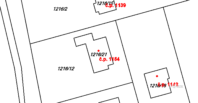 Bludovice 1154, Havířov na parcele st. 1216/21 v KÚ Bludovice, Katastrální mapa