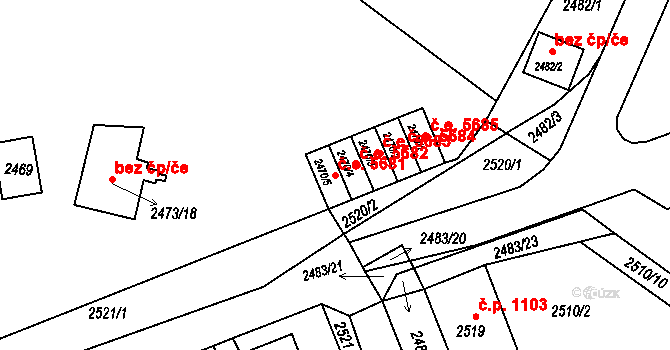 Kadaň 5681 na parcele st. 2470/5 v KÚ Kadaň, Katastrální mapa